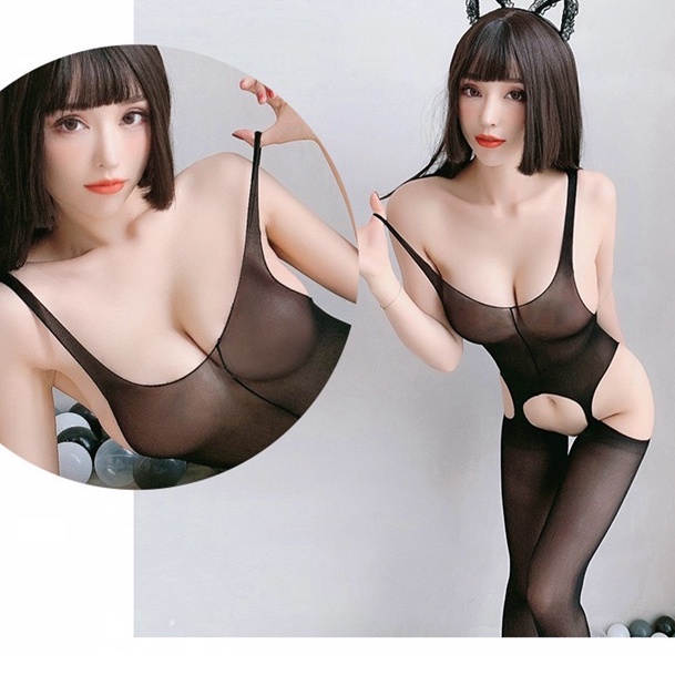 Sexy Lingerie Stocking Open Crotch Cosplay Baju Transparan A217