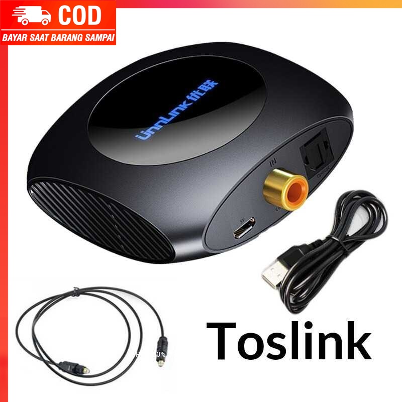 (100% BARANG ORI) Unnlink Konverter Audio Toslink Coaxial to RCA + Coaxial Cable UN0073