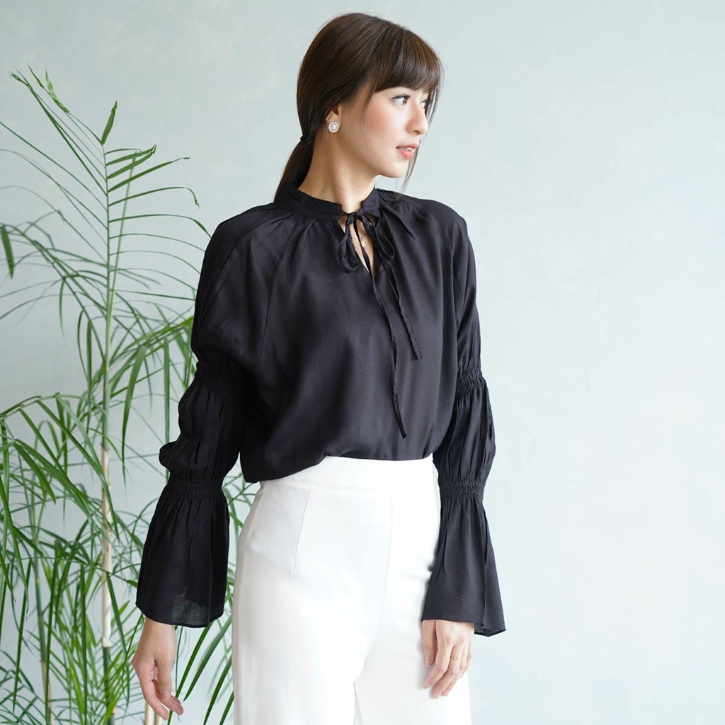 BLOUSE BALON RAYON JEJU - Baju Atasan Wanita Dewasa Bahan Rayon | Blus lengan Panjang model Puff | A