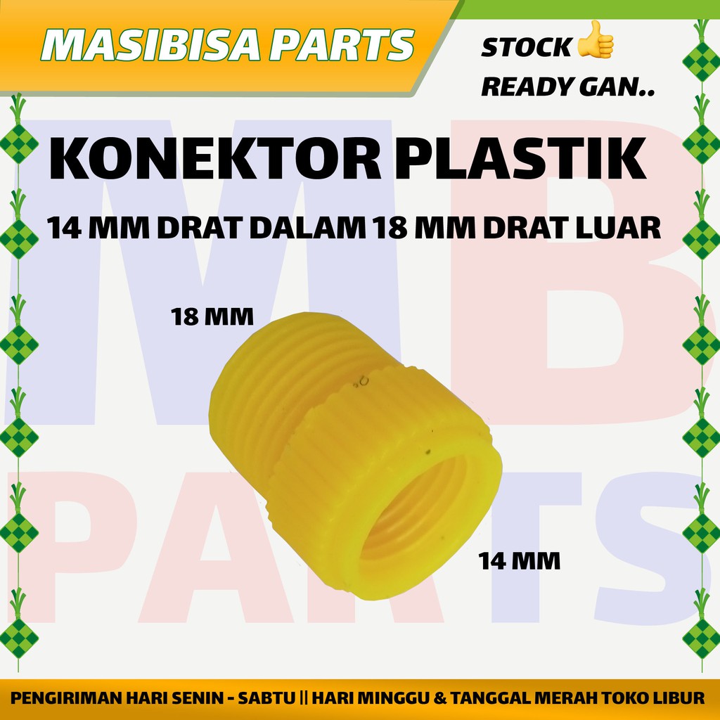 KONEKTOR STIK SPRAYER ELEKTRIK 18MM DRAT LUAR KE 14MM DRAT DALAM