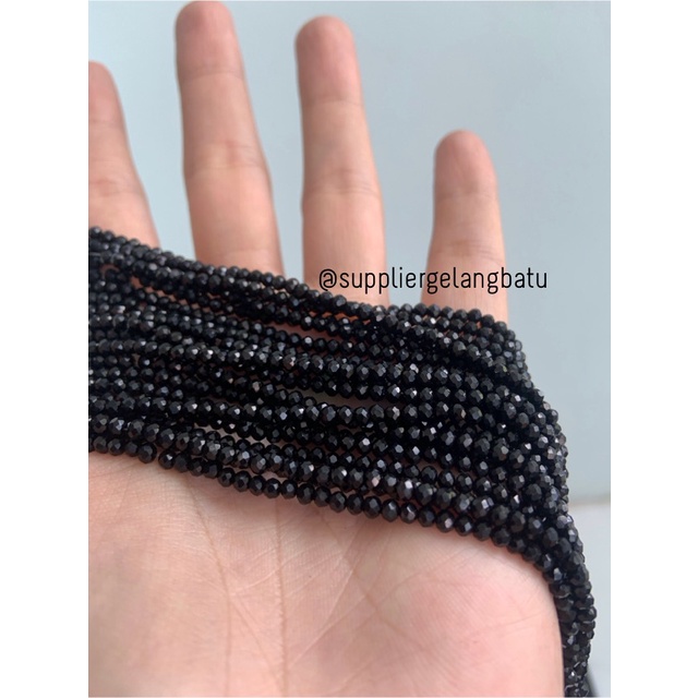 Crystal Ceko Doft 2mm hitam bahan aksesoris beads manik donat rondel