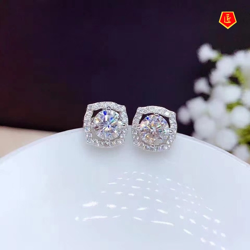 [Ready Stock]Simple and Stylish 1 Karat Moissanite Stud Earrings