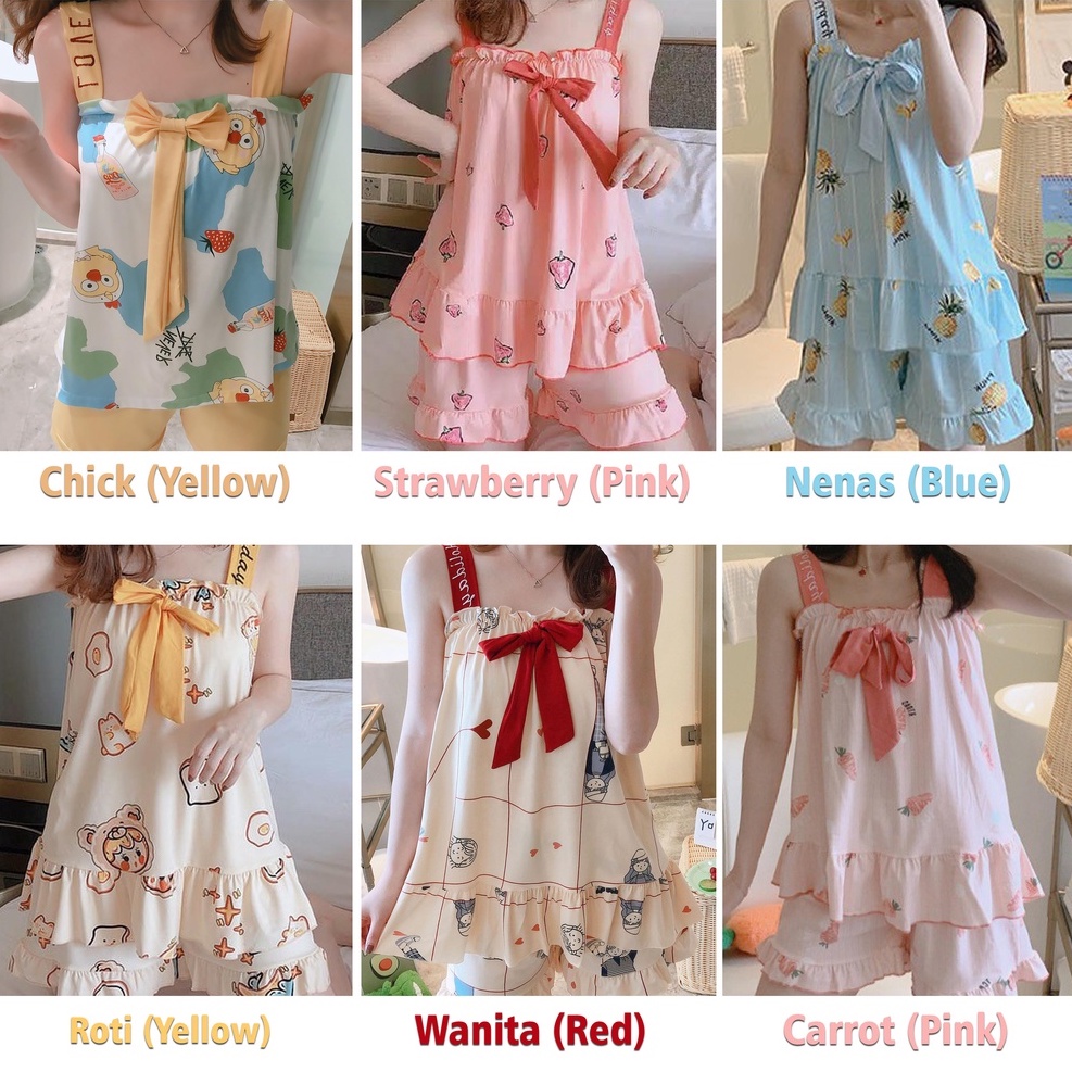 Baaju.id Baju Tidur Piyama Import Wanita Desain Korea Motif Kartun Baju Tidur Lucu KR1003 - 4 Size-3