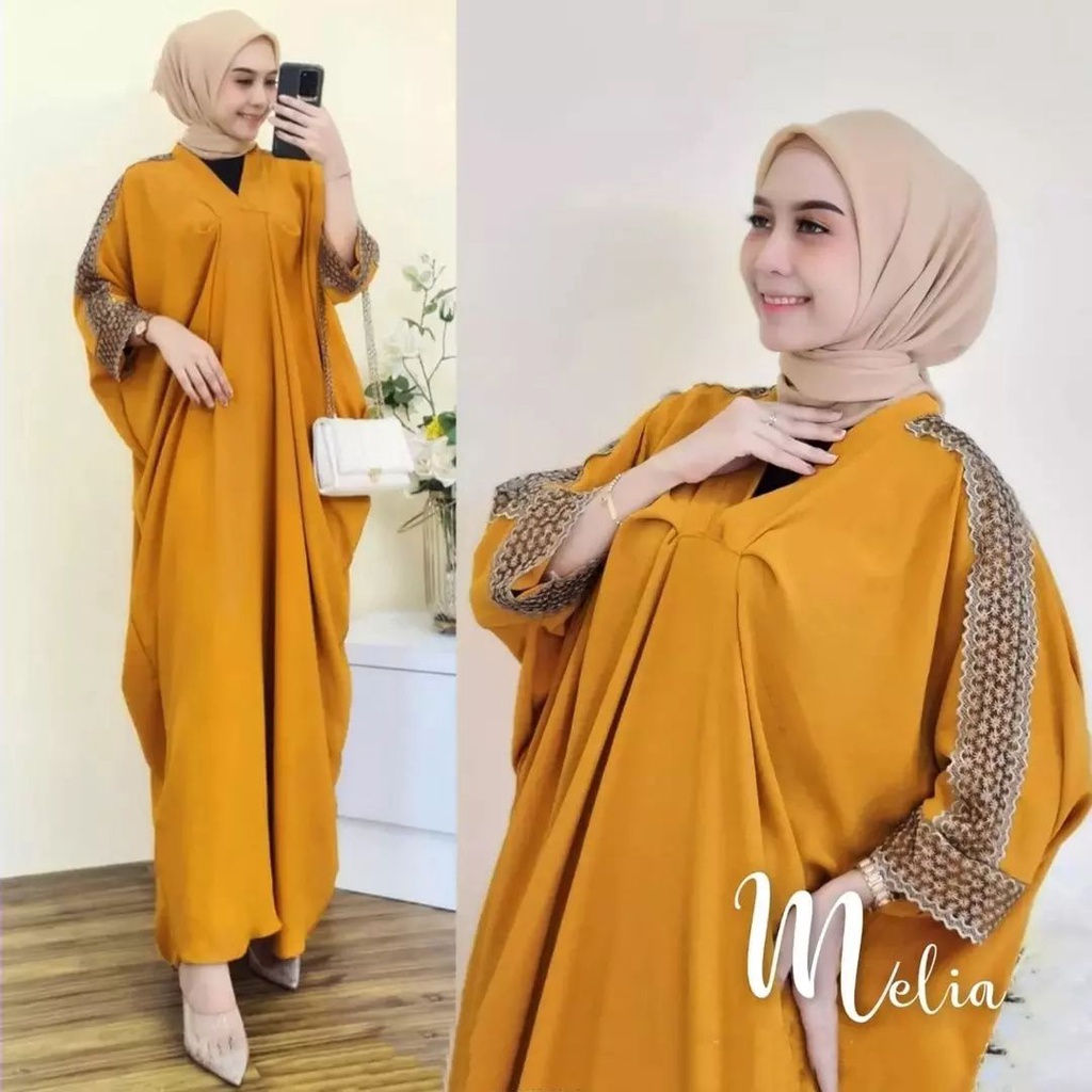 Melia kaftan Gamis Wanita Dewasa Terbaru 2022 Elegan Gamis Remaja Kekinian Viral Gamis Modern Lebara