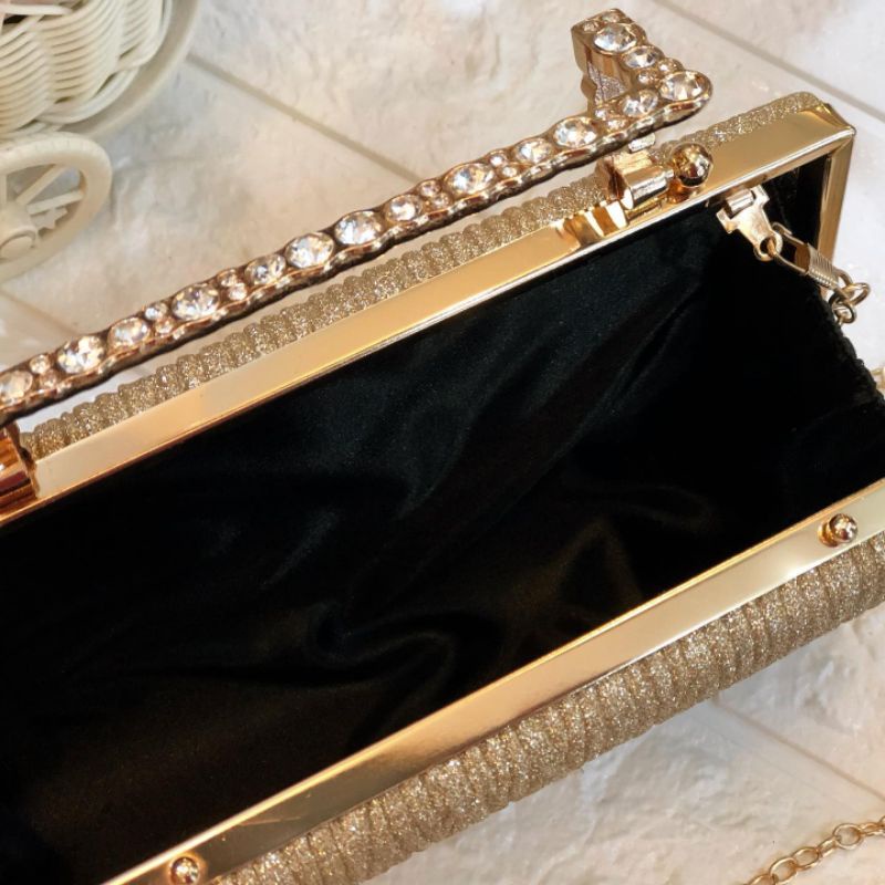 Tas Pesta GISELLE Embellished Crystal Box Clutch