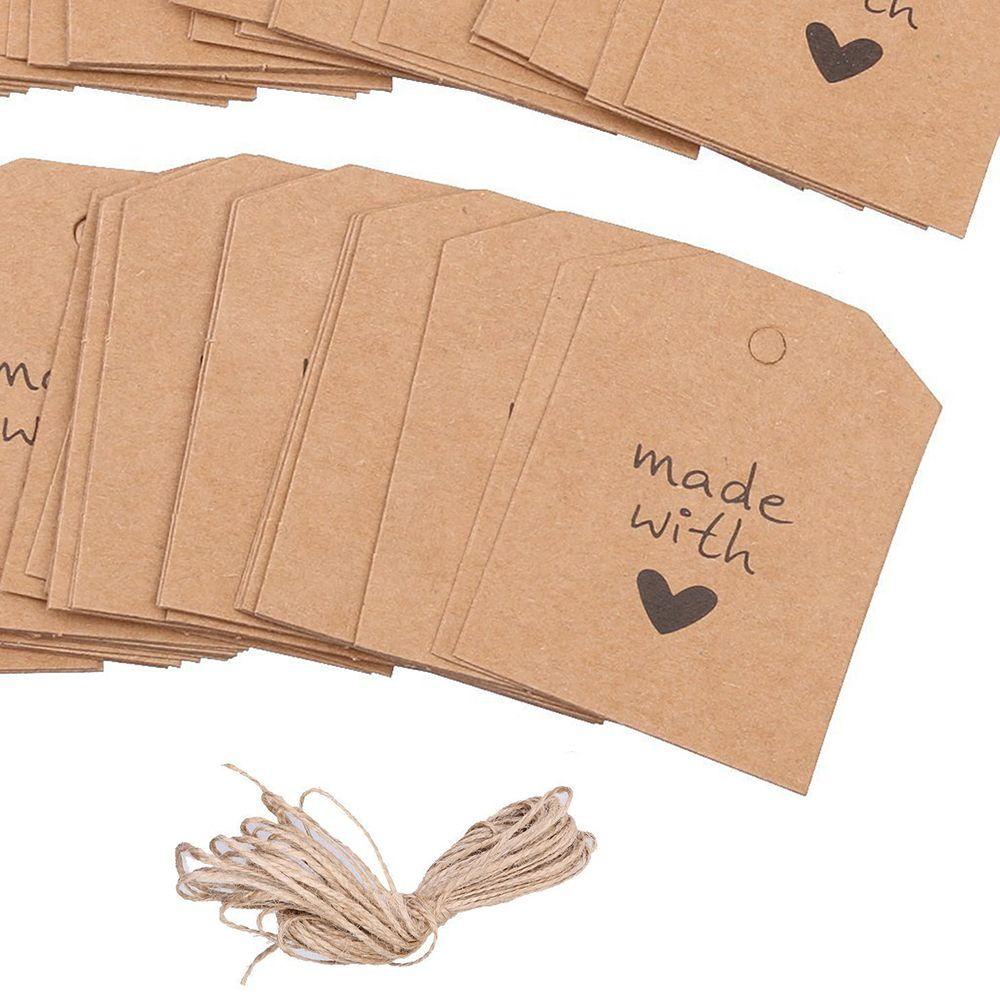 Solighter 100 Pcs Kartu Hadiah Fashion Kraft Paper Vintage Blank Label