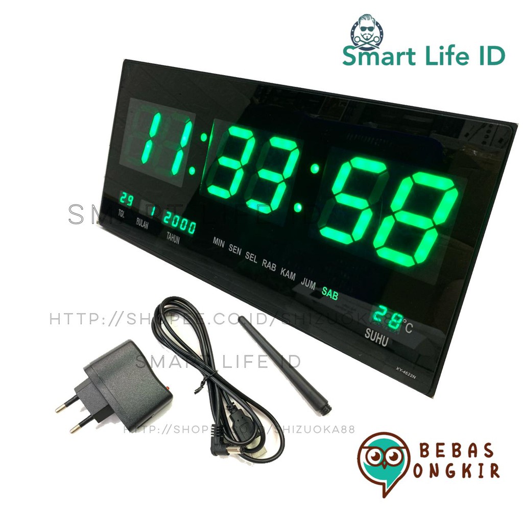 Jam Dinding LED Digital Clock Jam Meja Dekorasi Hiasan Dinding Rumah XY 4622 Hijau