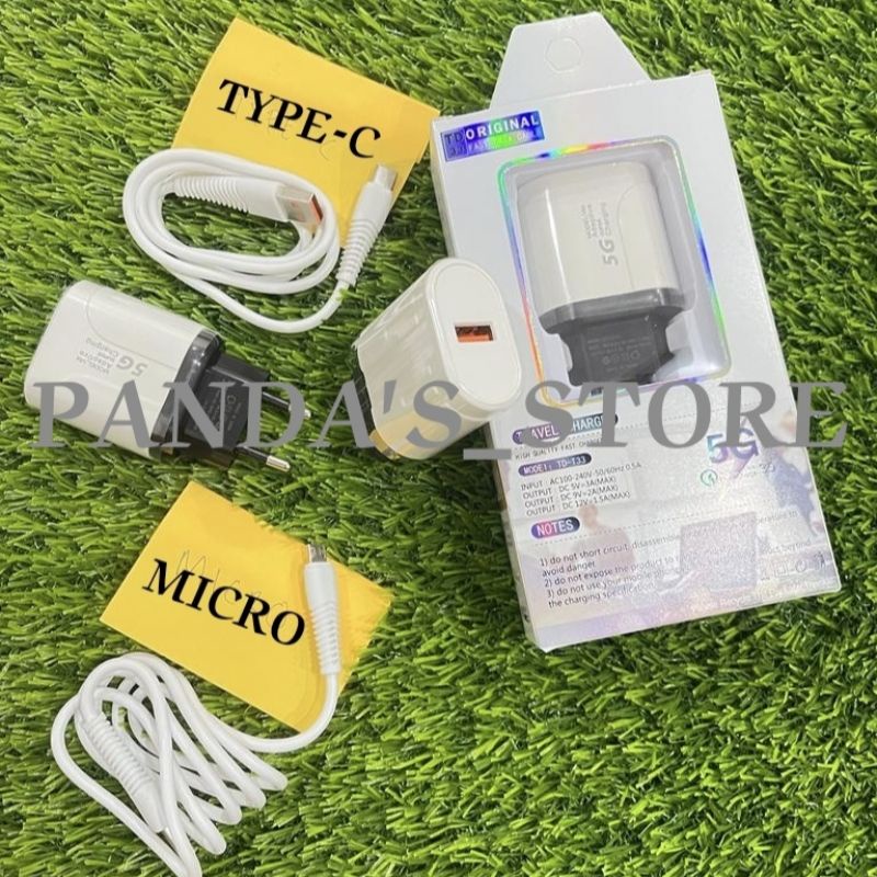 Charger 5G Real 100% Original TD-33 Micro &amp; Type-C Support FastCharging 3.0