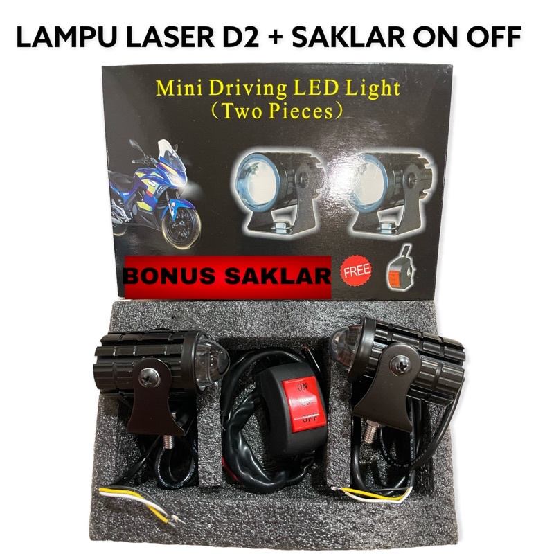 laser foglamp d2 superbright high low mini driving lampu tembak laser BONUS SAKLAR