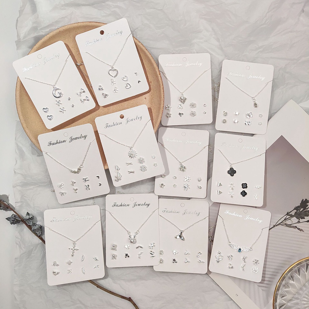 Set Kalung Anting 4 Set Fashion Wanita Anting Korea Aksesoris Murah Dalika