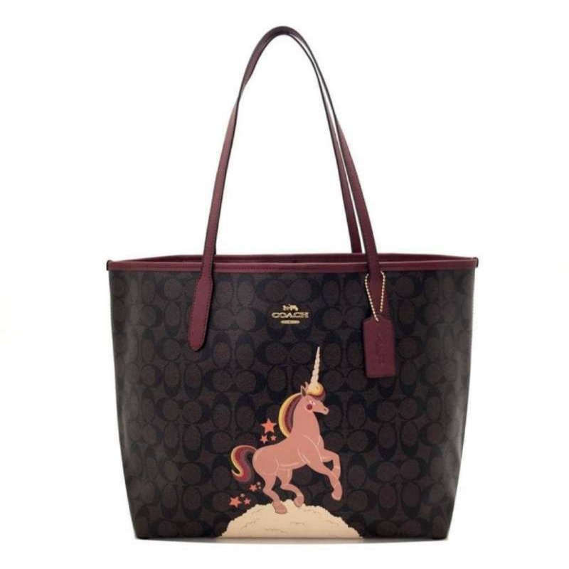 Coach City Tote In Signature Canvas With Unicorn (C1780)