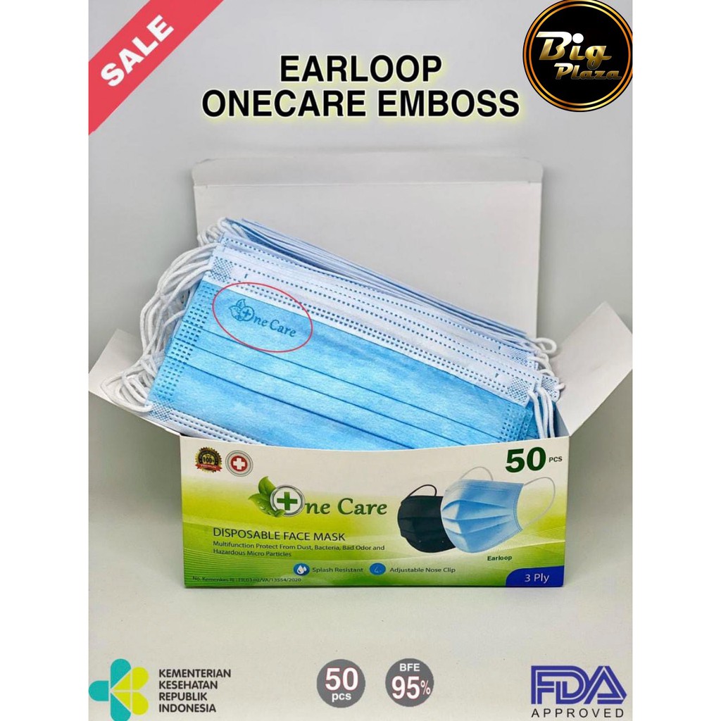 Masker NeCare Earloop 3ply isi 50 Pcs Ne Care - Big Plaza