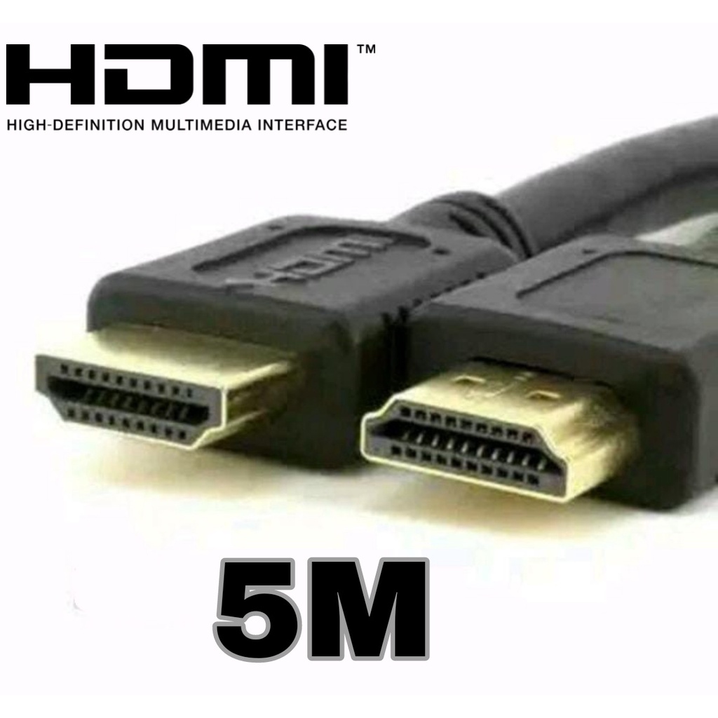 Kabel HDMI to HDMI 5 Meter Full HD 1920 x 1080p Cable HDMI Versi 1.4 Untuk PC CPU Monitor TV Setupbox PS Playstasion