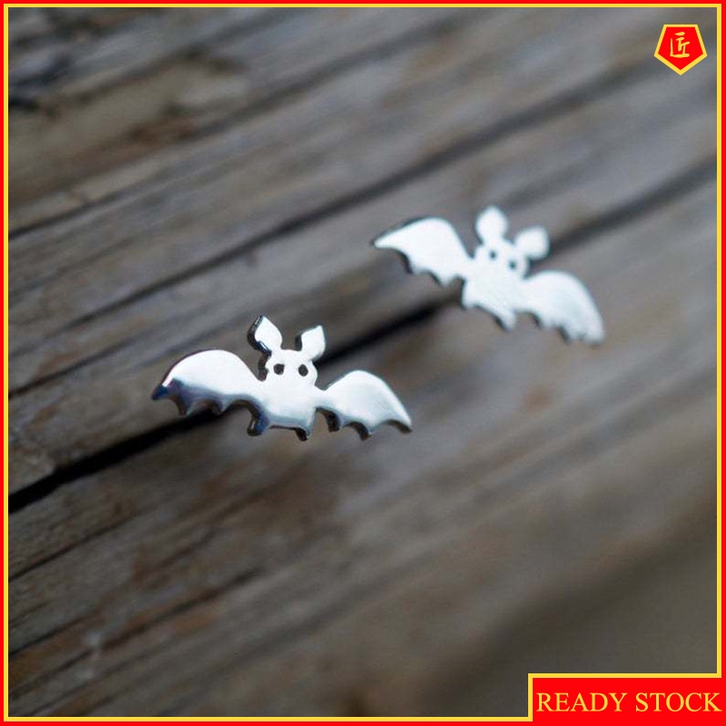 [Ready Stock]S925 Silver Halloween Small Animal Bat Stud Earrings