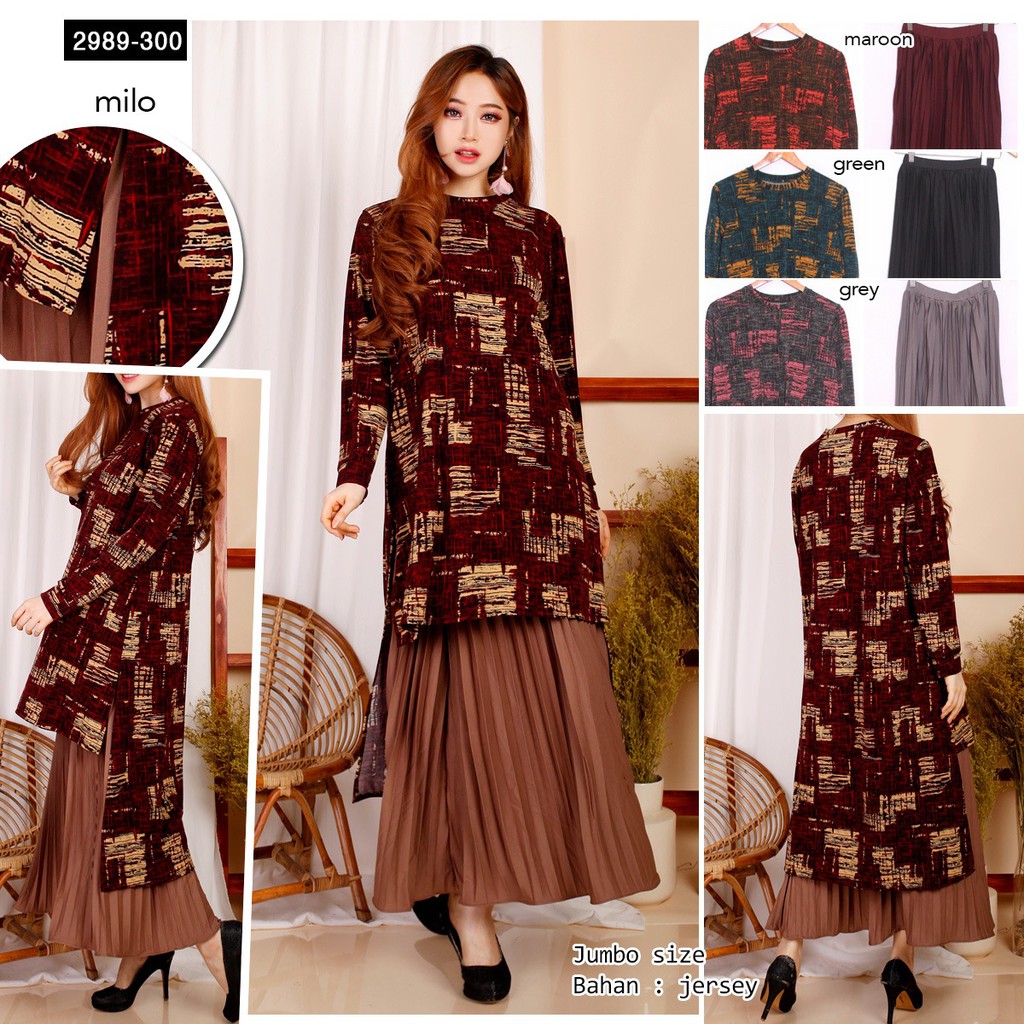 Setelan Baju Wanita Jersey Baju Muslim Wanita 2989 - 300 Baju Wanita Baju Muslim