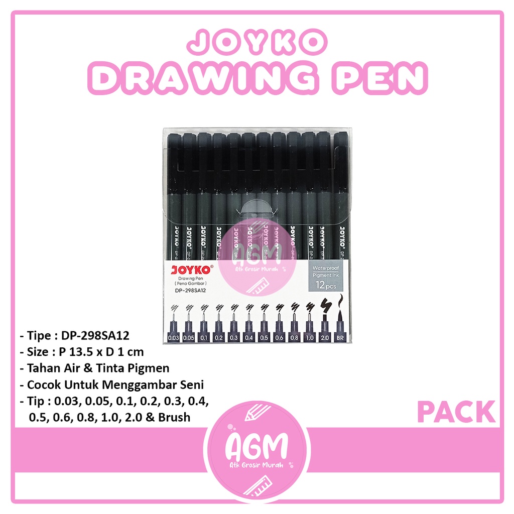 

JOYKO DRAWING PEN DP - 298SA 12 Tipe Ukuran [ Set ]