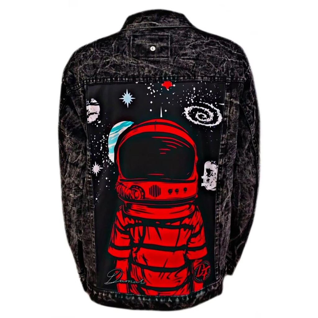 JAKET JEANS PRINTING Denim Pria Sandwash Distro L XL (Size XXL dan 3XL beda katalog) - Black Sandwash I-3