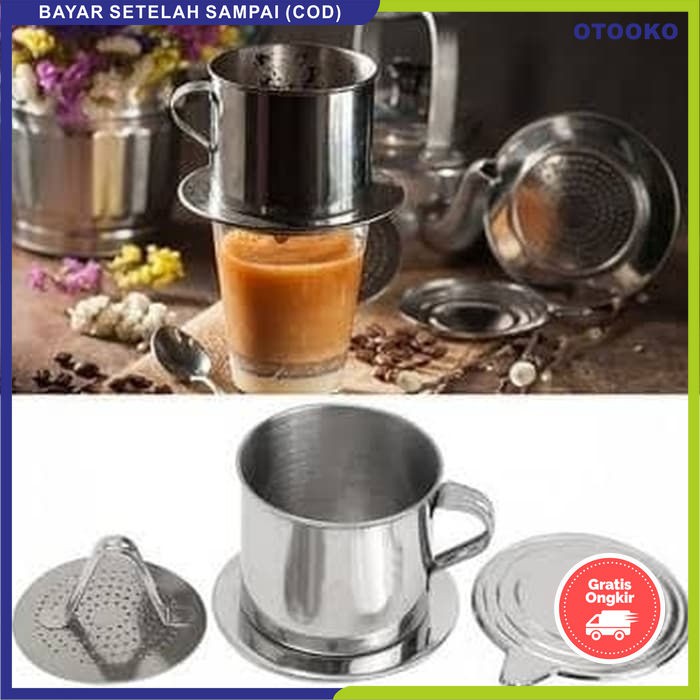 Alat kopishop Gelas filter saringan kopi vietnam drip kopi susu Vietnam drip 7Q Long Cam Coffee Kopi 1 Cup Filter Saringan LC Stainless Alat Penyaring Saring