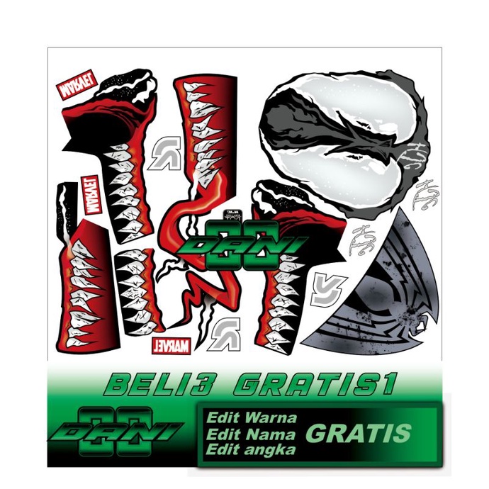 water decal helm hjc motif venom 2 (BUKAN STIKER)