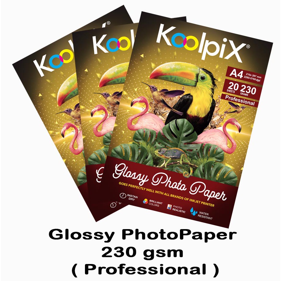 Glossy Photo Paper merk KOOLPIX 230 Grams Isi 20 Lembar A4