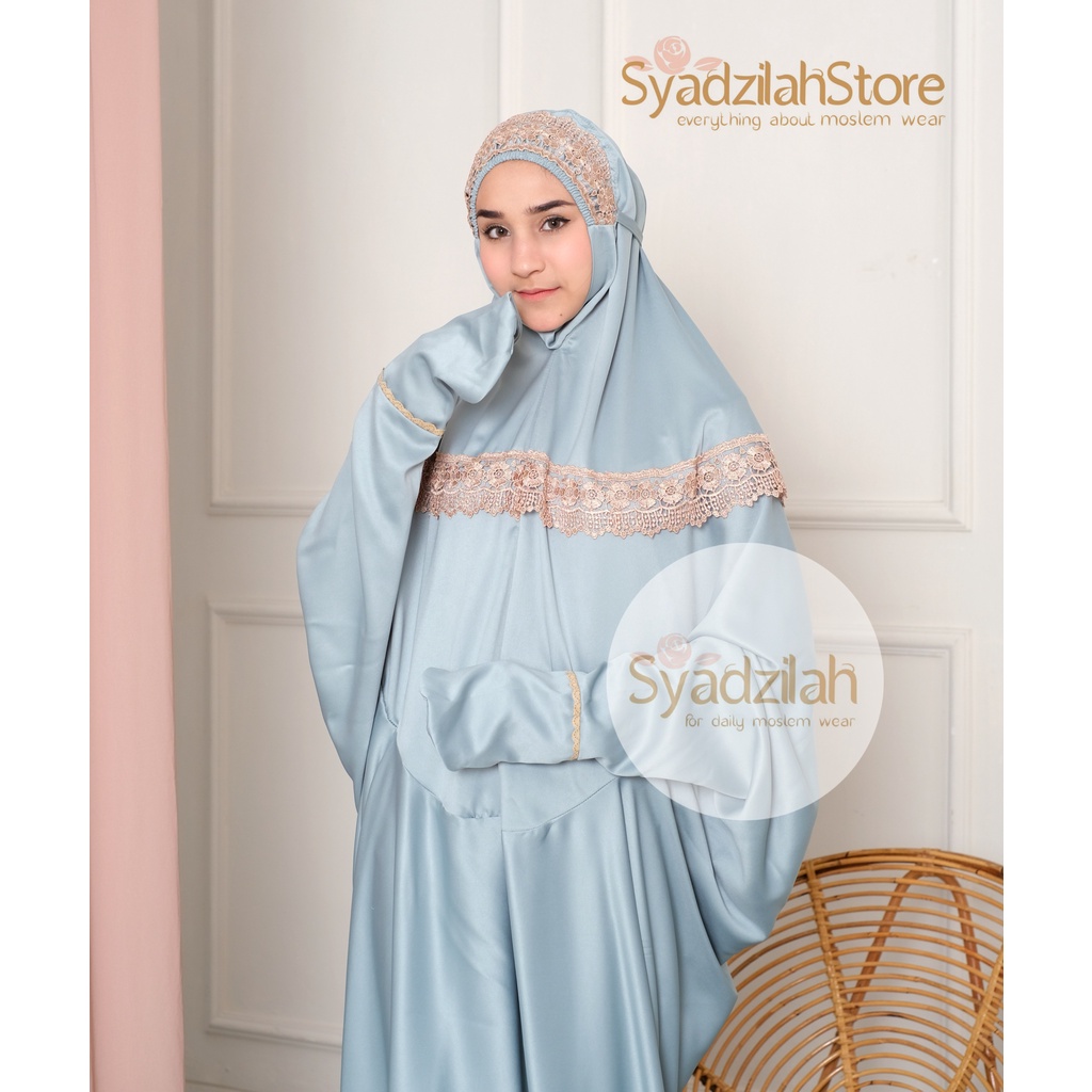 SYADZILAH - Mukena Terusan Mewah Renda Khadijah Sutra velvet Premium