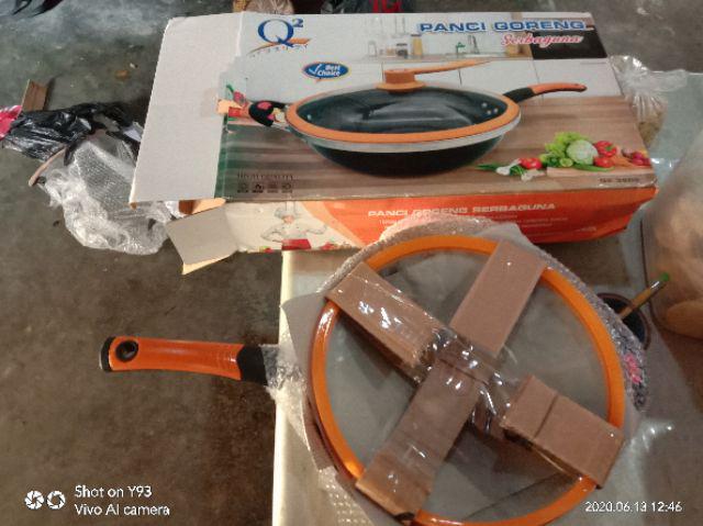 Panci Serbaguna 32 Cm Q2-3205 Wok Enamel Anti Lengket Bahan Sangat Tebal