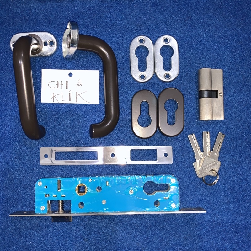 Kunci + Body + Handle Roses Pintu Swing Aluminium