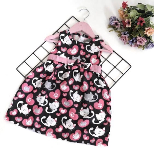 Dress sabrina anak perempuan bahan katun catra atau cvc dress smile