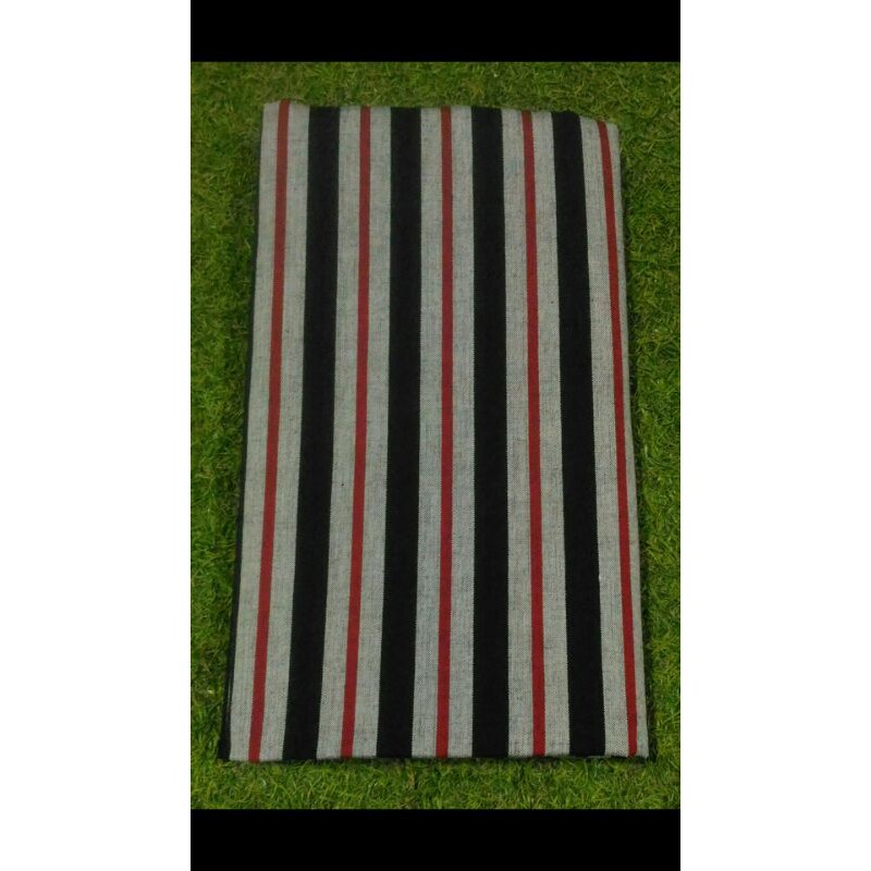 KAIN TENUN LURIK GARIS HITAM-MERAH-ABU