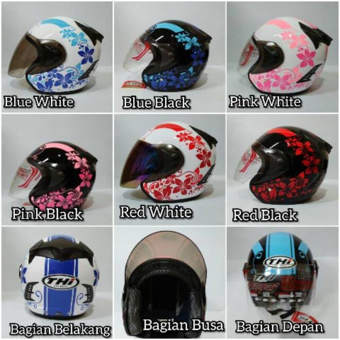 Helm wanita terlaris best seller flower helm cewe lucu sni dan or