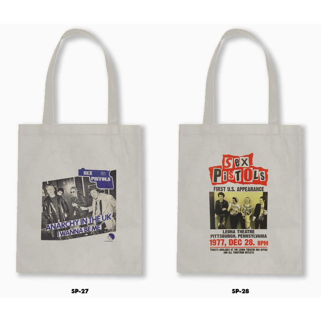 Tas Tote Bag Resleting Kanvas/Blacu  - Sexpistols .02