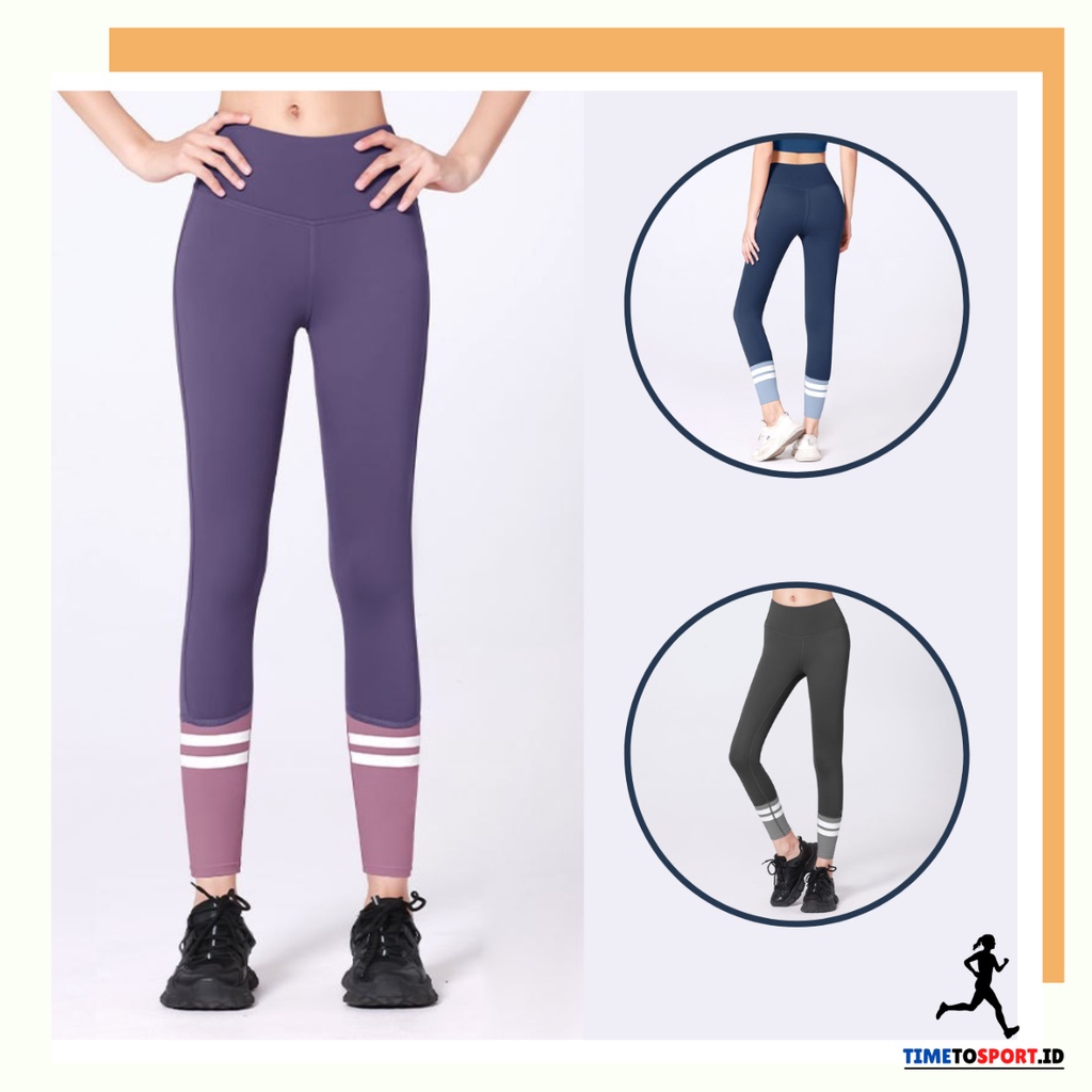 TIMETOSPORT Celana Legging Panjang Highwaist Olahraga Yoga Senam Aerobik Zumba Import Premium 1133