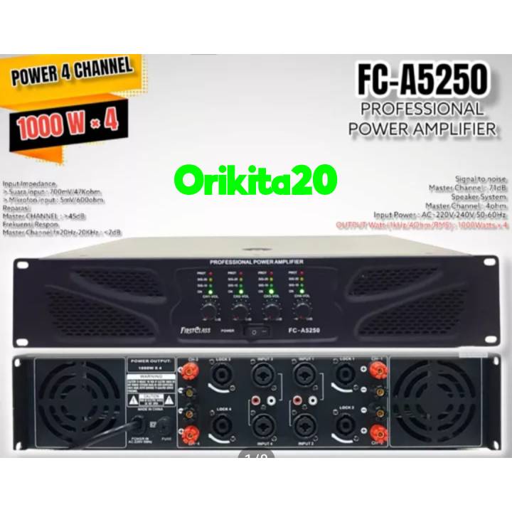 Power Amplifier Firstclass A5250 A-5250 A 5250 4 Channel