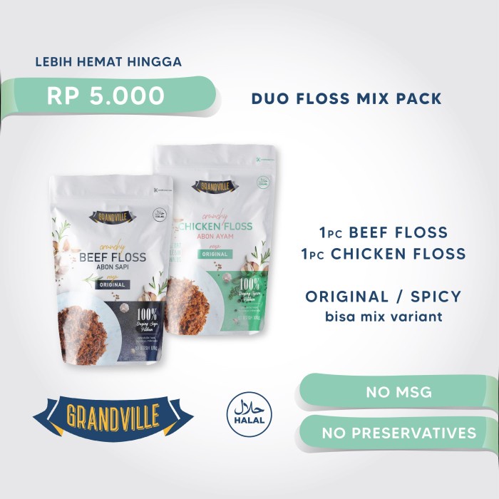 

✨COD✨ [PREMIUM] Grandville Abon SAPI & AYAM Crunchy Duo Mix Pack