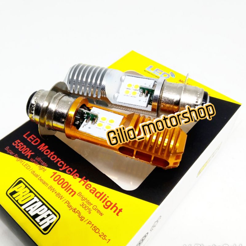 Lampu Depan LED 2 Sisi 8 Mata Protaper H6 AC DC waterproof Bisa Untuk Bebek dan Matic