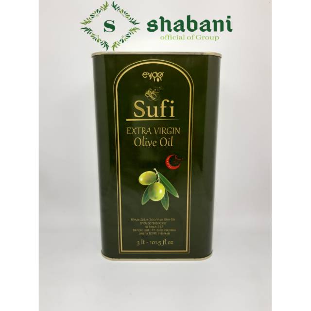 Minyak Zaitun Sufi Extra Virgin Olive Oil 3 Liter  / minyak Zaitun / Zaitun Asli / Shabani.Store