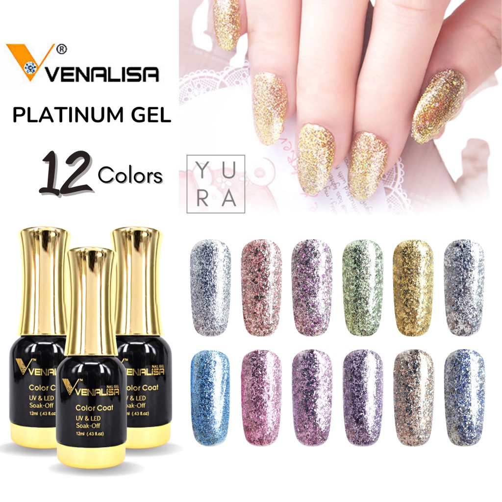 Venalisa Kutek Platinum Glitter Gel Nail Polish Metallic UV LED