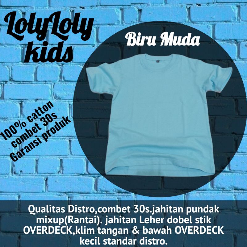 KAOS POLOS ANAK LENGAN PENDEK COTTON COMBED 30S BAJU KAOS KIDS UMUR 1-12 TAHUN