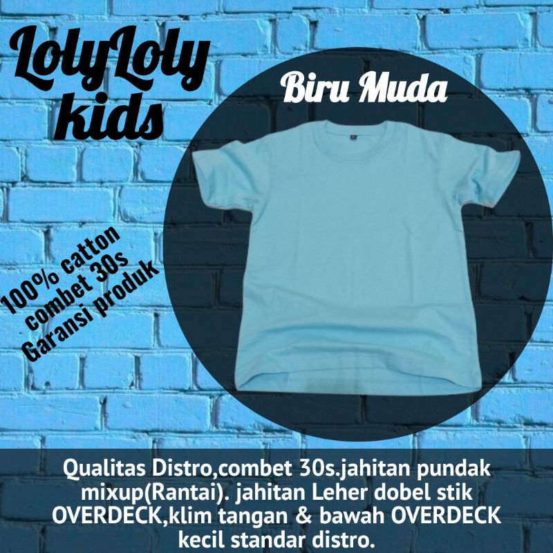 KAOS POLOS ANAK LENGAN PENDEK COTTON COMBED 30S BAJU KAOS KIDS UMUR 1-12 TAHUN