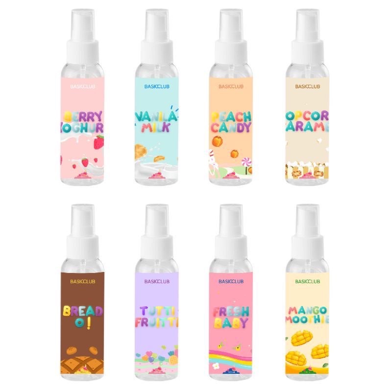 (SIAP KIRIM) BODY MIST BASSICLUB GEAMOORE POPCORN CARAMEL BREAD O PARFUME MINYAK WANGI GEAMOORE