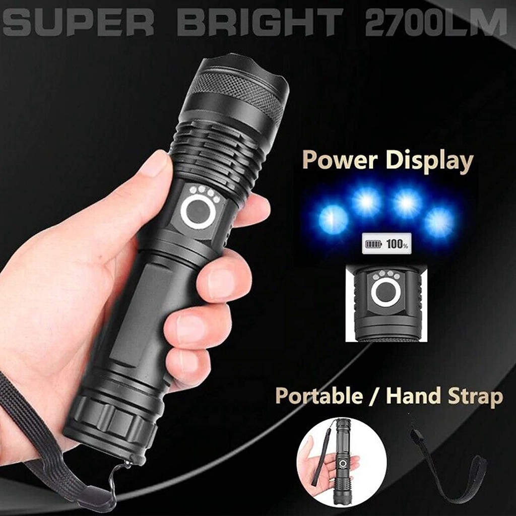 SENTER LED LIGHTS SUPER TERANG JARAK JAUH DAN LEBAR TAHAN AIR SUPER LIGHT RECHARGEABLE WATERPROOF FLASHLIGHT BR48