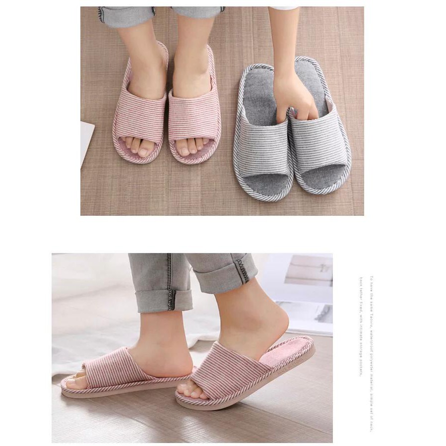 Sandal Rumah Hotel Empuk Nyaman Indoor Halus Motif Garis Slipper SP002