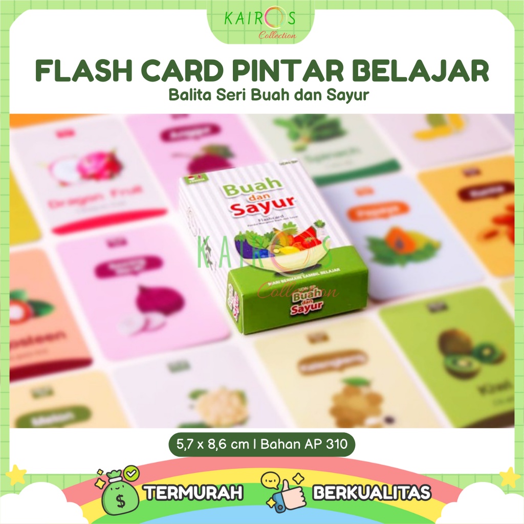 Flashcard Kartu Pintar Belajar Balita Seri Buah dan Sayur