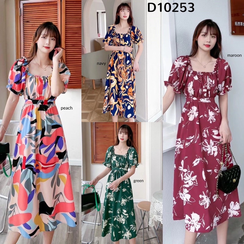 Midi Dress bangkok dress import korea dress bunga dress motif dress cantik dress bangkok dress impor