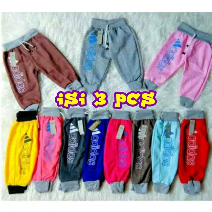 Celana jogger anak perempuan dan pria isi 3 pcs