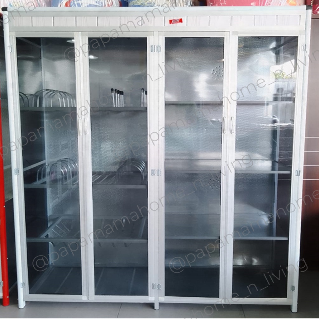 Rak Piring 4Jb Full Pintu Polos - Lemari  Sayur 4 Pintu Dinding Aluminium - Rak Dapur Murah Medan