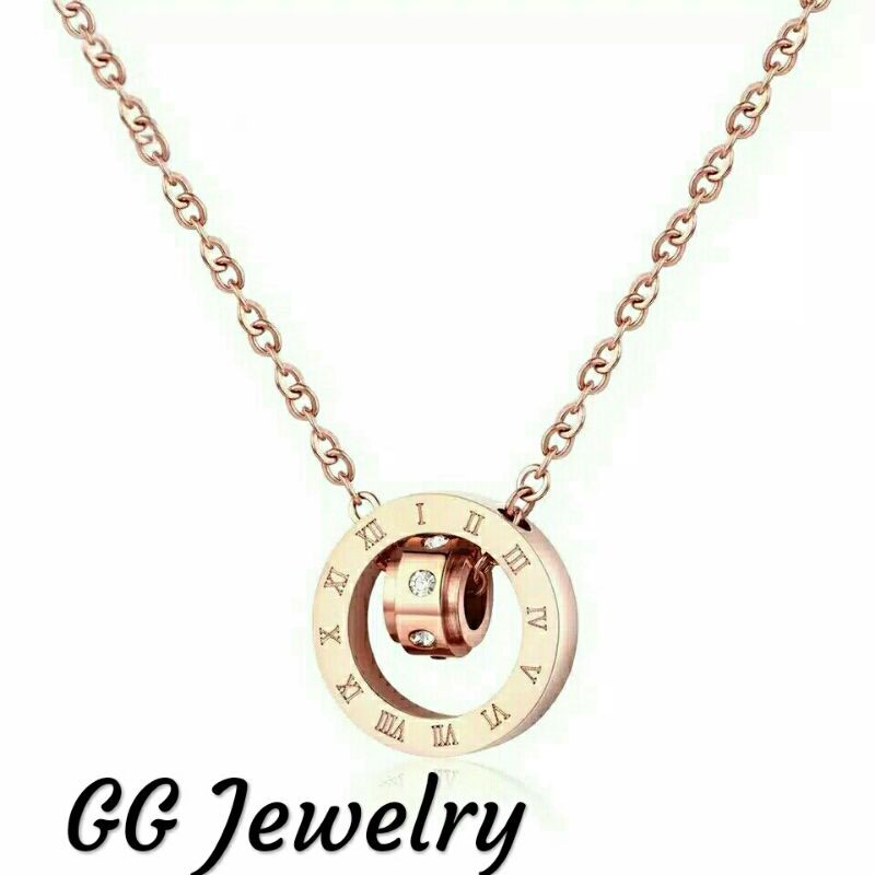 GG Kalung Double Ring Titanium#KL-133