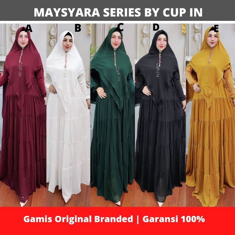 GAMIS CUP IN DESIGN MAYSYARA SERIES GAMIS SYARI ORIGINSL BRAND CUP IN DESAIN