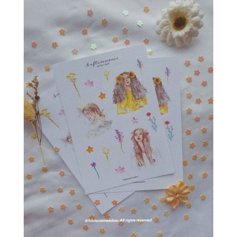 

Hibiscus Meadow Flower girls Waterproof Sticker Sheet