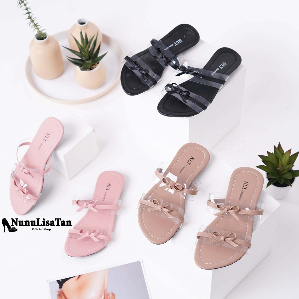 NunuLisaTan CINDERELLA - Terbaru Sandal Sendal Teplek Murah Hitam mocca pink